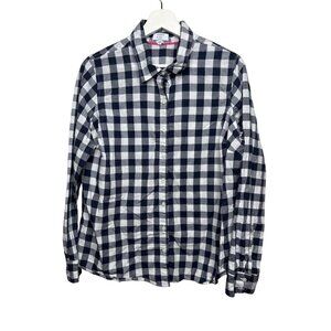 Crown & Ivy Blue White Gingham Button Up Shirt Plaid Long Sleeve Top 0X